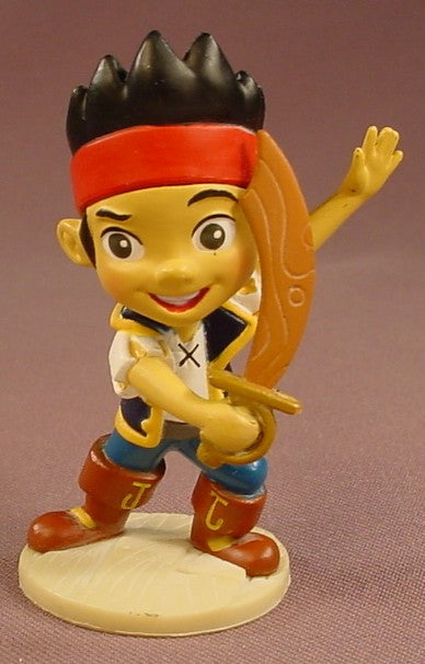 Disney Jake And The Neverland Pirates Jake Pirate Figure On A Round Wood Grain Base, 3 Inches Tall