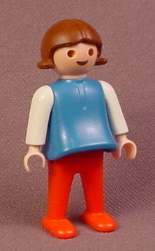 Playmobil Girl With Pram Female Figure, Brown Hair, Blue Top