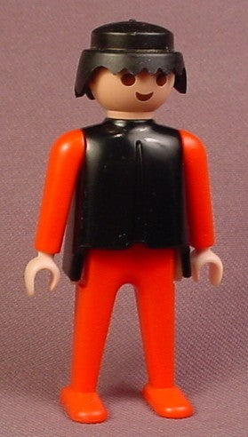 Playmobil Male Classic Style Figure, Black Torso, Red Arms & Legs