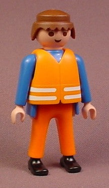 Playmobil Adult Male Sanitation Worker Figure In Orange Safety Vest