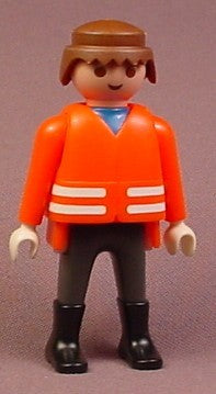 Playmobil Adult Male Fireman Figure In An Orange Jacket