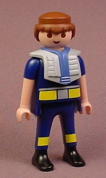 Playmobil Adult Male Helicopter Pilot Figure With Blue Uniform, Gra