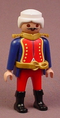 Playmobil Adult Male Naval Officer Figure With Red & Blue Uniform W