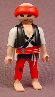 Playmobil Adult Male Pirate Figure With Bald Head & Red Head Band