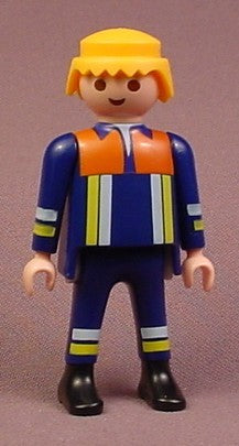 Playmobil Adult Male Fire Fighter Figure In A Blue Uniform