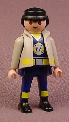 Playmobil Adult Male Fire Fighter Figure In A Blue Suit