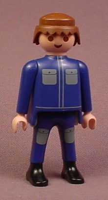 Playmobil Adult Male Seaman Figure In A Blue Suit With Gray Pockets