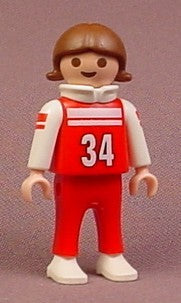 Playmobil Female Girl Child Figure In A Red & White Shirt