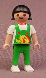 Playmobil Female Girl Child Figure In Green Overalls