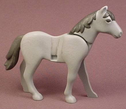 Playmobil Gray New Style Horse With A Dark Gray Mane & Tail