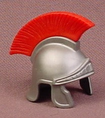 Playmobil Silver Gray Roman Helmet With A Red Feather Crest, 4271