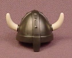 Playmobil Dark Gray Viking Helmet With A Nose Guard & 2 Horns, 3150