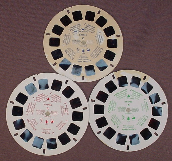 View-Master Set Of 3 Reels, Snakes, 73395-6019, 73395-6029, 73395-6039, The Reels Have Some Stains, Fisher Price