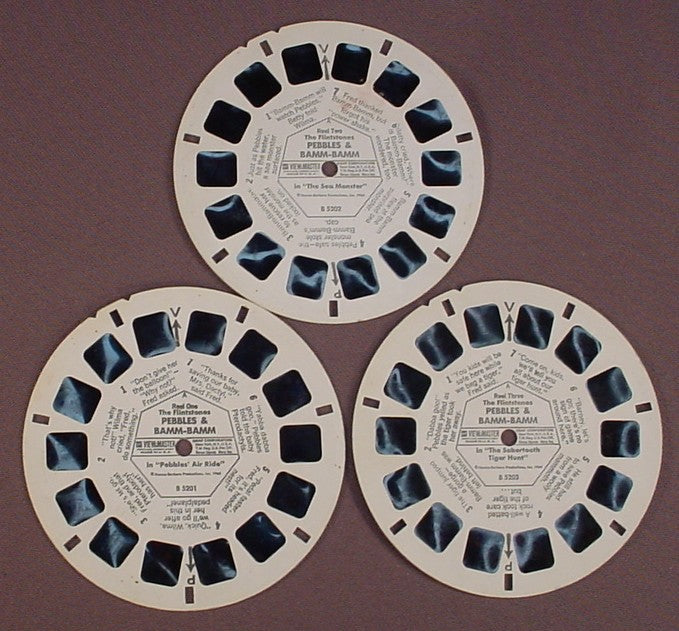 View-Master Set Of 3 Reels, The Flintstones Pebbles & Bamm-Bamm, B 5201 B 5202 B 5203, 1964 Hanna-Barbera