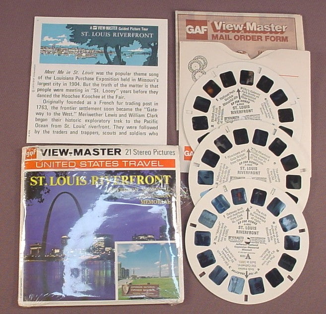 View-Master Set Of 3 Reels, St. Louis Riverfront, A 456, A456, With The Packet Sleeve & Booklet, 1975 GAF