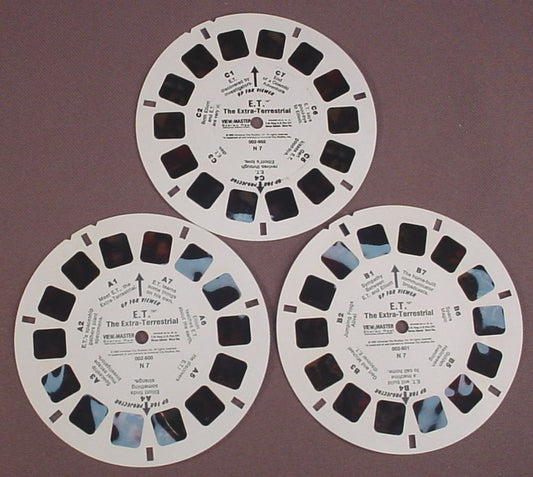 View-Master Set Of 3 Reels, E.T. The Extra-Terrestrial Movie, 002-600 002-601 002-602, 1982 Universal Studios