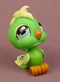 Littlest Pet Shop #1369 Green Cockatoo Bird With Teal Blue Eyes