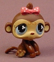 Littlest Pet Shop #501 Dark Brown Baby Girl Monkey With Blue Eyes