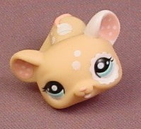 Littlest Pet Shop #1618 Tan Mouse With Blue Green Eyes, White Spots