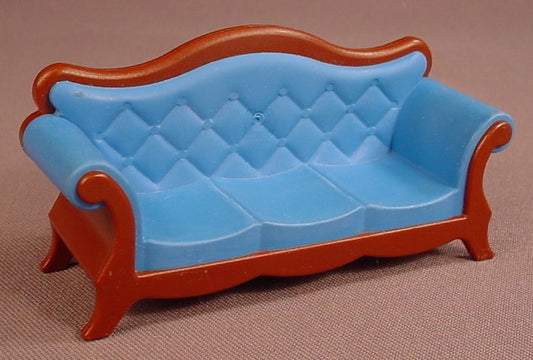 Playmobil Dark Brown Victorian Sofa Or Couch With A Blue Seat & Back, 5316 5327 6244, 30 50 0120