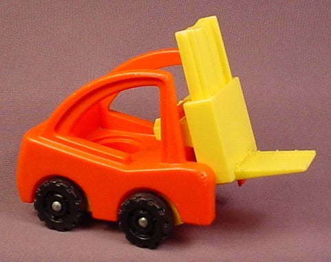 Fisher Price Vintage Orange & Yellow Forklift, Spring Loaded Forks,