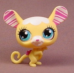 Littlest Pet Shop #3302 Yellow Mouse With Blue Eyes, White & Pink S