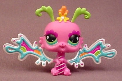 Littlest Pet Shop #2795 Dark Pink Fairy With Fancy Green Eyes, Pear