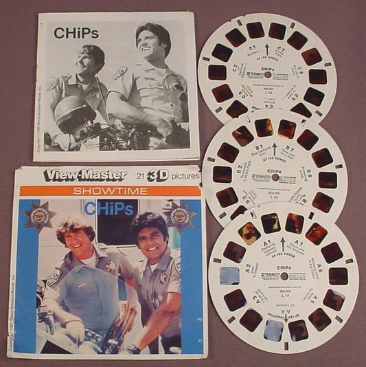 View-Master Set Of 3 Reels, Chips TV Show, Showtime Series, L 14, L14, 002-355 002-356 002-357, With An Incomplete Packet, 1980