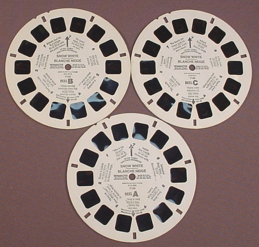 View-Master Set Of 3 Reels, Disney Snow White, 7168, 012-009 012-010 012-011, 1980, Viewmaster