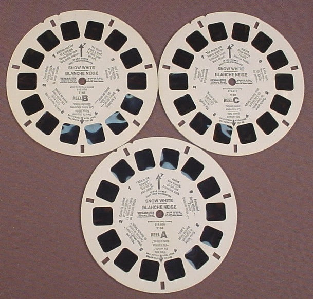 View-Master Set Of 3 Reels, Disney Snow White, 7168, 012-009 012-010 012-011, 1980, Viewmaster