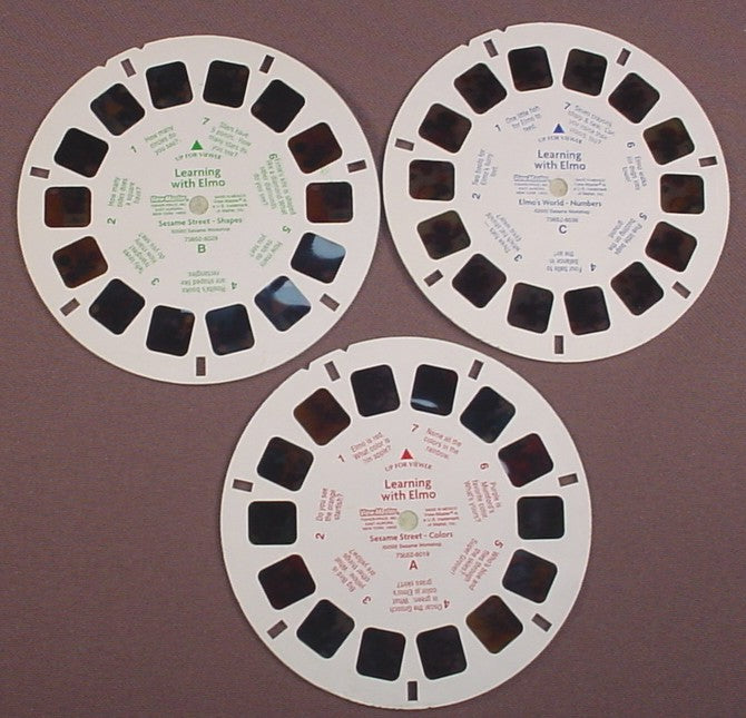 View-Master Set Of 3 Reels, Sesame St Colors, Learning With Elmo, 73652-6019 73652-6029 73652-6039, 2002 Mattel, Fisher Price