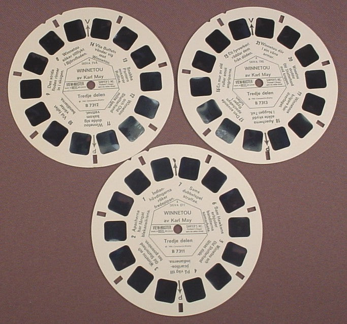 View-Master Set Of 3 Reels, Skiva Ett Winnetou, Av Karl May, Tredje Delen, B 731, B731, 1965 Constantin Riatto, Viewmaster
