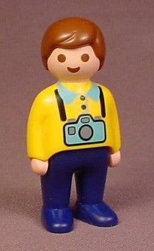 Playmobil 123 Adult Male Figure With Yellow Shirt & Blue Camera