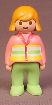 Playmobil 123 Adult Female Figure With Orange Hair, Pink Sweater
