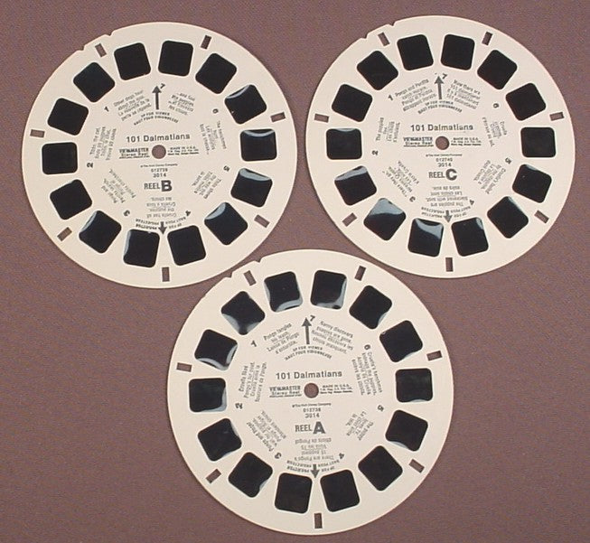 View-Master Set Of 3 Reels, Disney 101 Dalmatians, 3014, 012738 012739 012740, The Walt Disney Co, Viewmaster