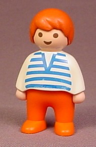 Playmobil 123 Red Haired Figure Sailor Shirt Orange Pants 6601