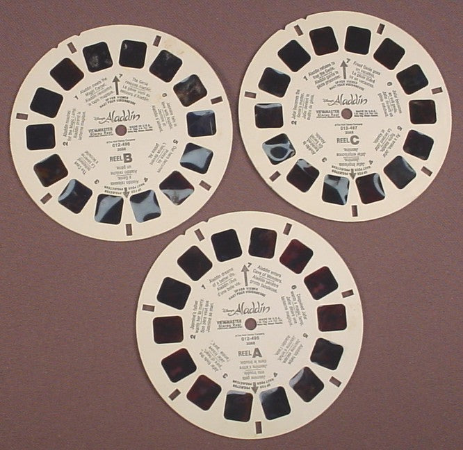 View-Master Set Of 3 Reels, Disney Aladdin, 3088, 012-495 012-496 012-497, The Walt Disney Co, Viewmaster