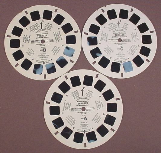 View-Master Set Of 3 Reels, Michael Jackson Thriller, 7125, 7125 004 634, 7125 004 635, 7125 004 636, Viewmaster