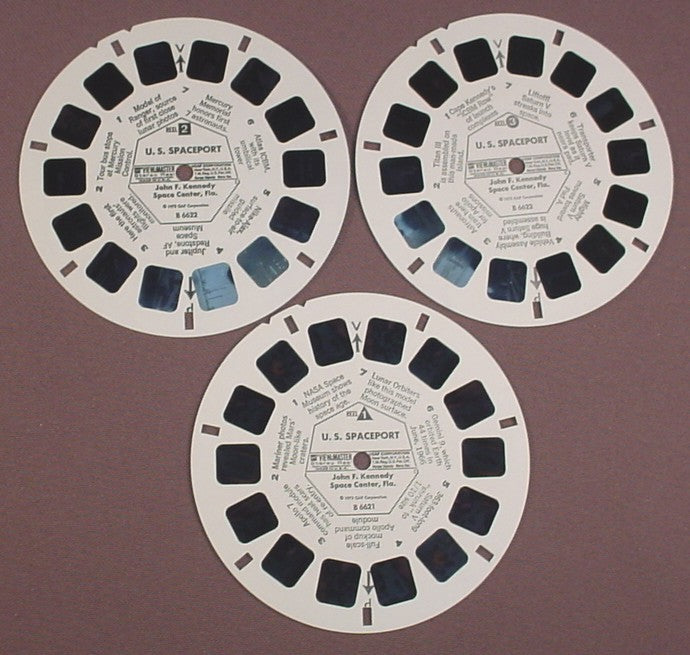 View-Master Set Of 3 Reels, U.S. Spaceport, John F Kennedy Space Center Florida, B 662, B662, NASA, 1973 GAF, Viewmaster