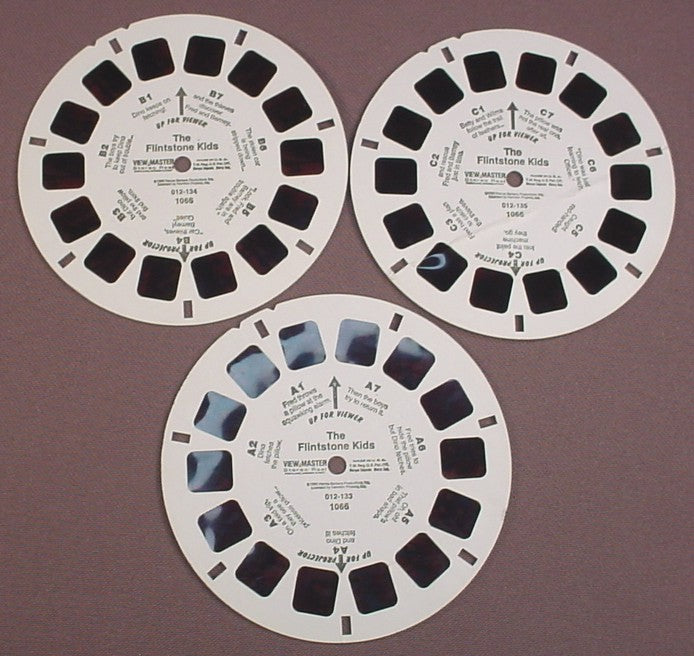 View-Master Set Of 3 Reels, The Flintstone Kids, 1066, 1989 Hanna-Barbera Prod Inc, Viewmaster