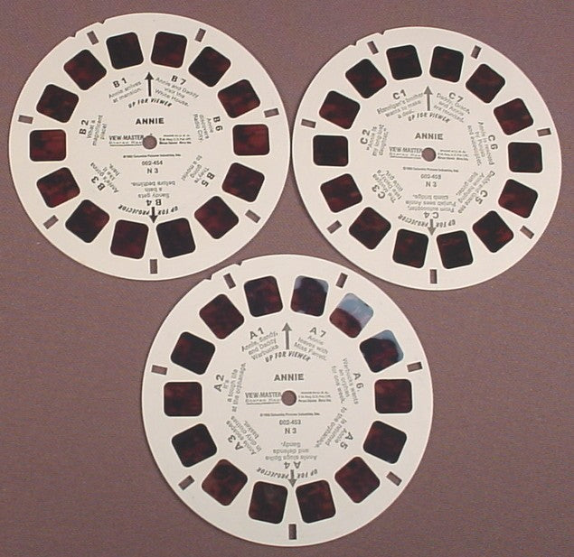 View-Master Set Of 3 Reels, Annie, N3, 1982 Columbia Pictures Ind Inc, Viewmaster