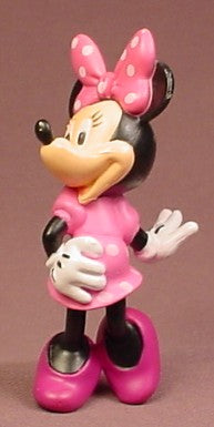 Disney Minnie Mouse With Pink Polka Dotted Bow In Hair PVC Figure