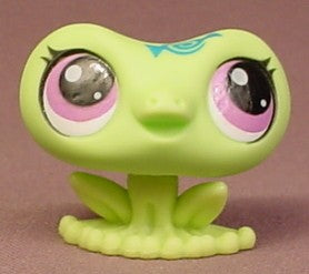 Littlest Pet Shop #3322 Bright Green Frog With Purple Eyes