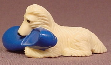Puppy In My Pocket Afghan Puppy Dog PVC Figure With A Blue Slipper