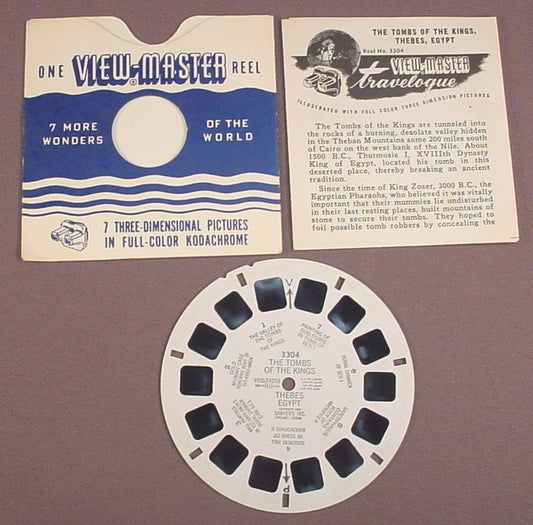 View-Master Reel, The Tomb Of The Kings, Thebes Egypt, 3304, With The Sleeve & Booklet, 1950 Sawyers Inc