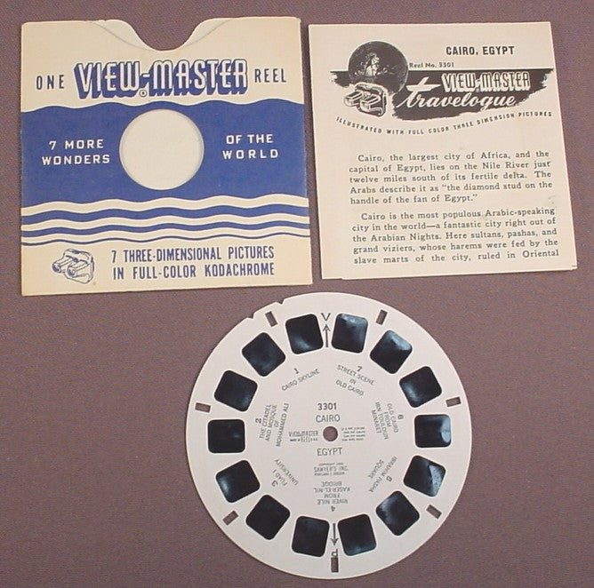 View-Master Reel, Cairo Egypt, 3301, With The Sleeve & Booklet, 1950 Sawyers Inc, Viewmaster