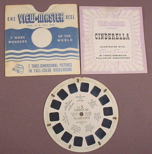 View-Master Reel, Cinderella And The Glass Slipper, FT-5, With The Sleeve & Booklet, 1946 Sawyers Inc