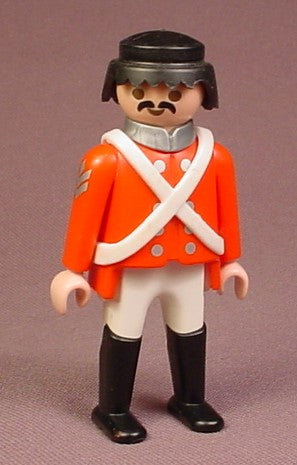 Playmobil Harbour Harbor Guard Soldier With Red Coat Black Hair Bla