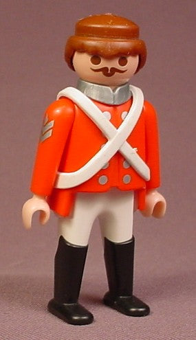 Playmobil Harbour Harbor Guard Soldier With Red Coat Brown Hair Bla