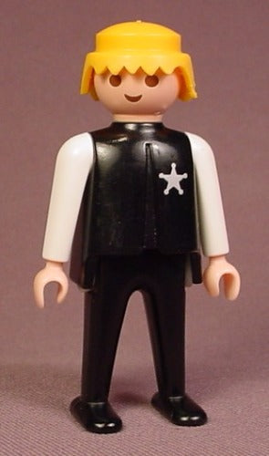 Playmobil 1974 Male Sheriff Figure Blond Hair Star With Long Points